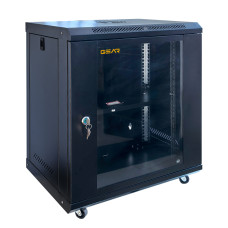 Шафа серверна настінна з полицею GEAR 12U 19'' 530x400x600 мм., Чорна (GWMSN-12U)