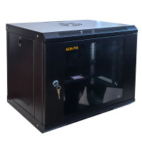 Шкаф серверный настенный с полкой GEAR 9U 19'' 530x400x450 мм., Черный (GWMSN-9U)