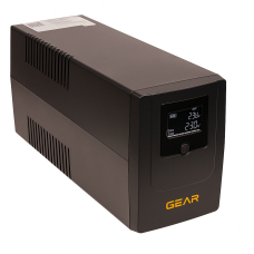 Пристрій безперебійного живлення GEAR 1000VA/720W LCD plastic RJ45+USB (GU-1000PLCD)