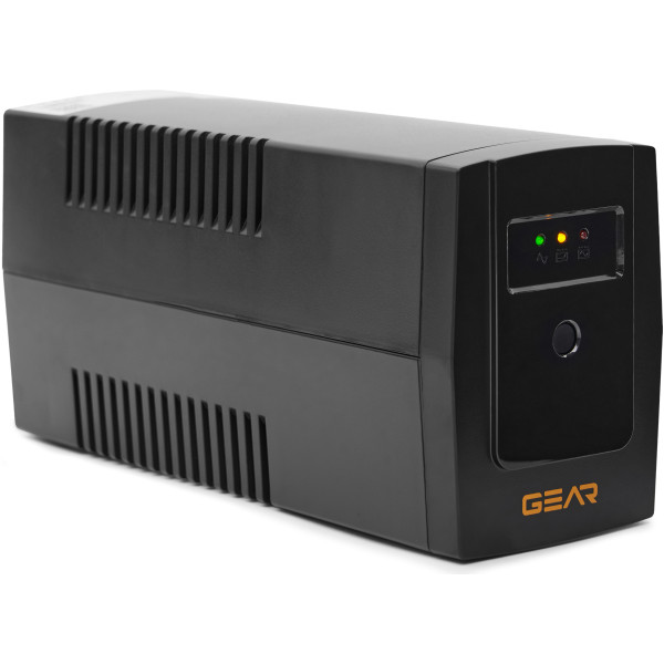 Пристрій безперебійного живлення GEAR 600VA/360W LED plastic RJ45+USB (GU-600PL)