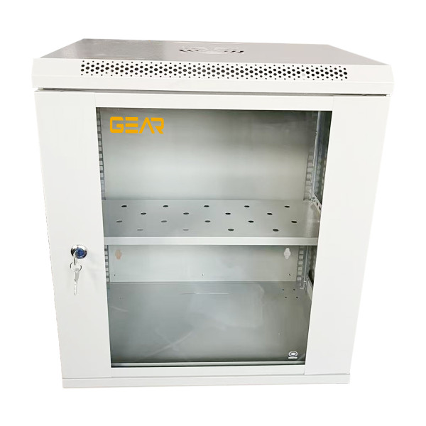 Шафа серверна настінна з полицею GEAR 12U 19'' 530x400x600 мм., Сіра (GWMSN-12U-530-400G)