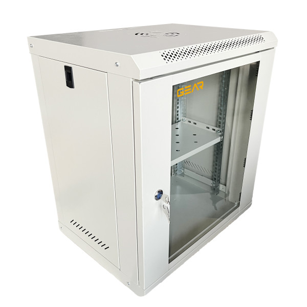 Шафа серверна настінна з полицею GEAR 12U 19'' 530x400x600 мм., Сіра (GWMSN-12U-530-400G)