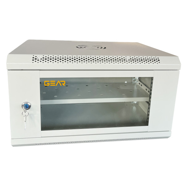 Шафа настінна серверна GEAR 6U 600x600х300 мм сірий із полицею (GWMSN-6U-600-600G)