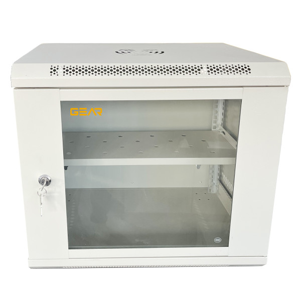 Шафа серверна настінна з полицею GEAR 9U 19'' 600x450x450 Сіра (GWMSN-9U-600-450G)