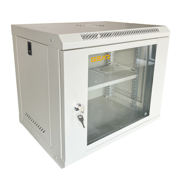 Шафа серверна настінна з полицею GEAR 9U 19'' 600x450x450 Сіра (GWMSN-9U-600-450G)